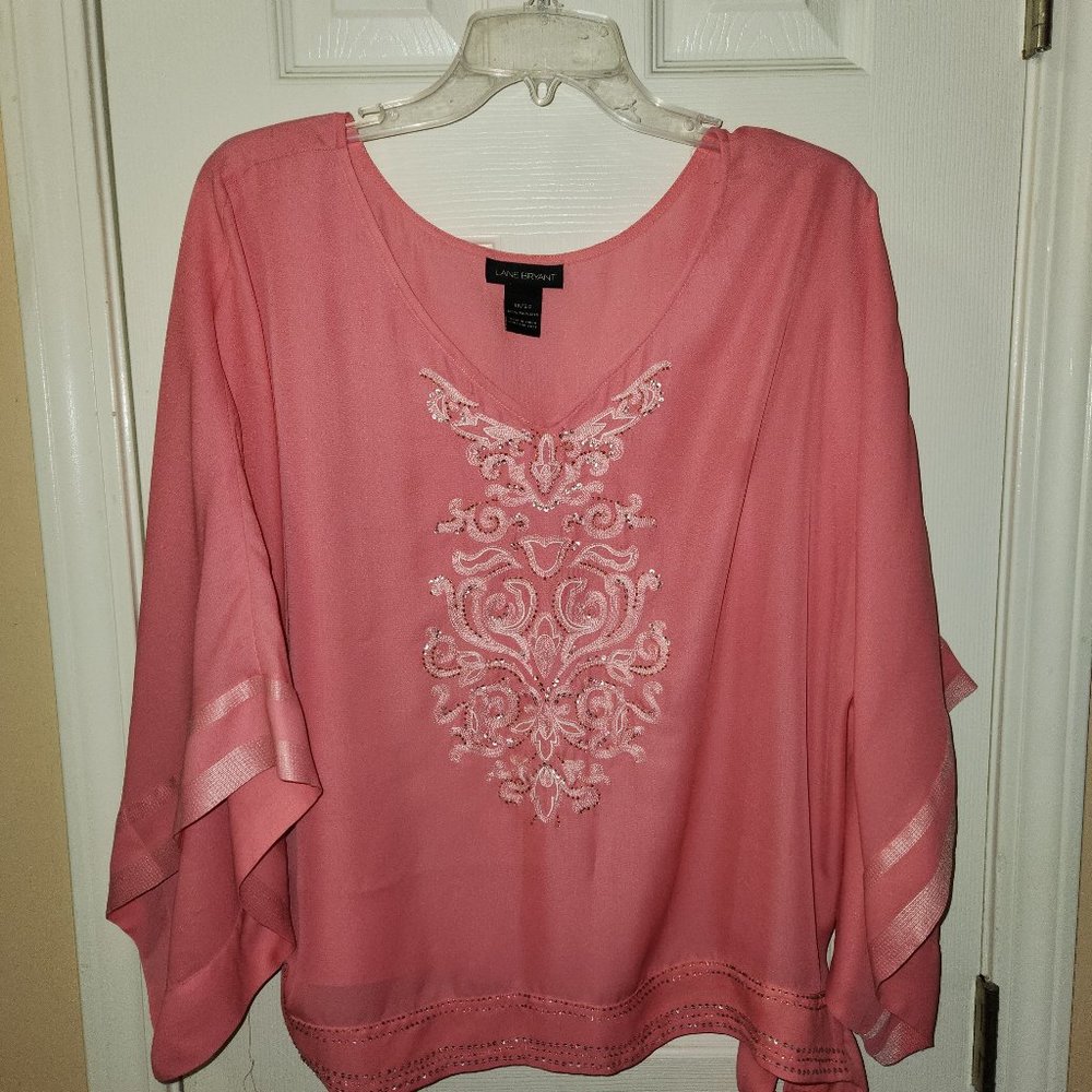 Peach Embroidered Blouse - Lane Bryant Size